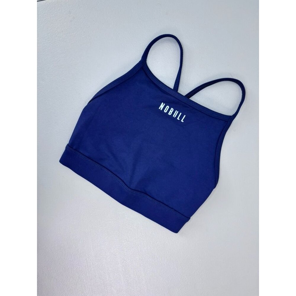 Nobull women's XS blue matte high-neck sports bra low‎ impact athletic gym